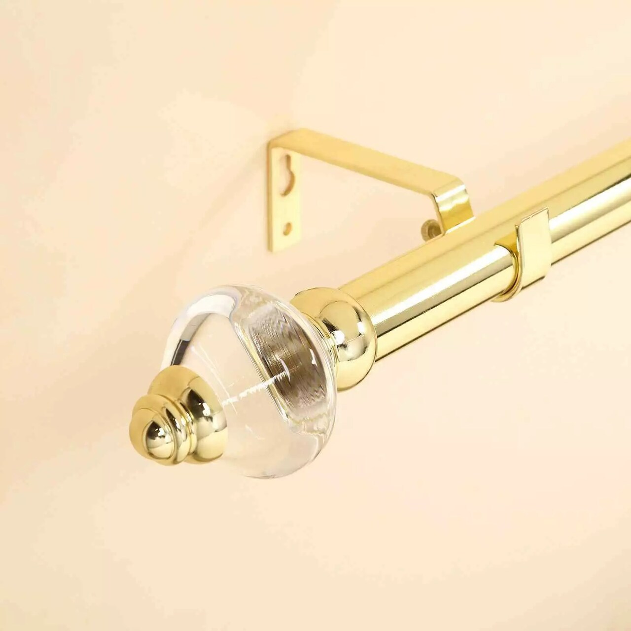 42-126-Inch Gold ADJUSTABLE CURTAIN ROD Set Crystal Finials Home Decorations